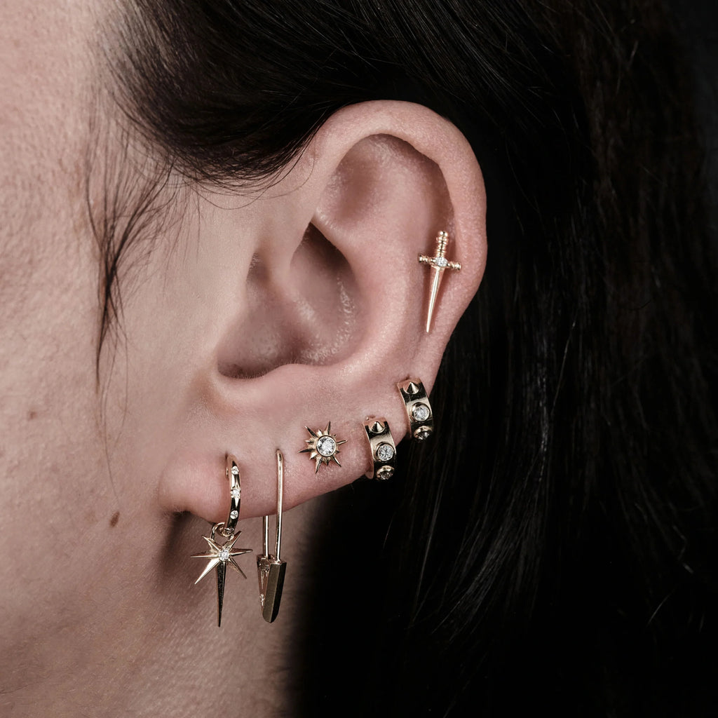 Diamond Safety Pin Earring