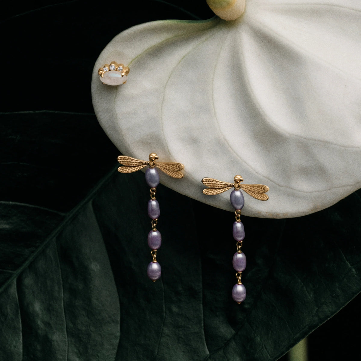 Damselfly Pearl Earrings