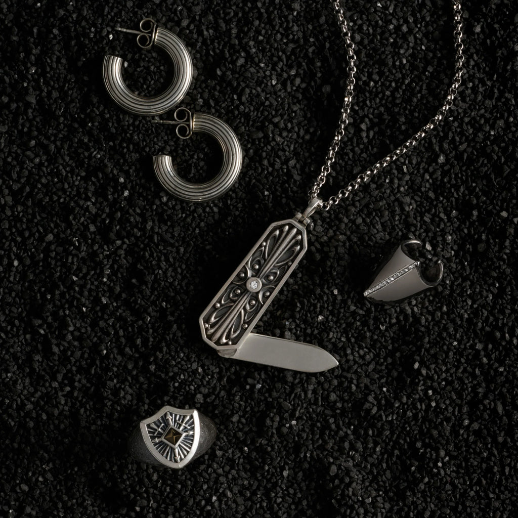 Triple Moon Pocket Knife Necklace