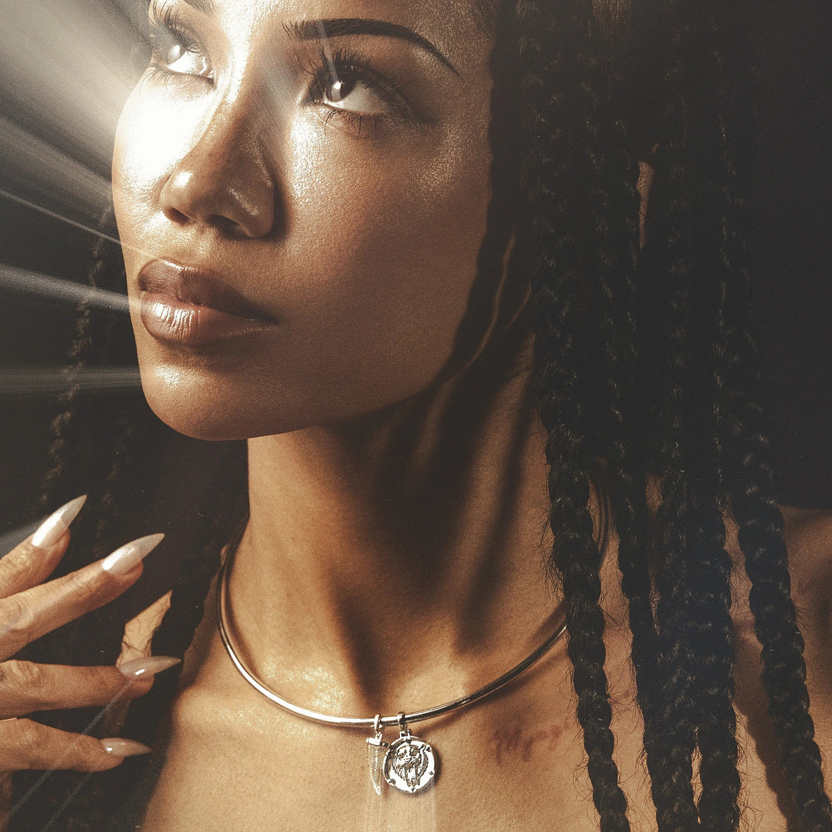 Sapphire Saber-Toothed Cat Collar Necklace