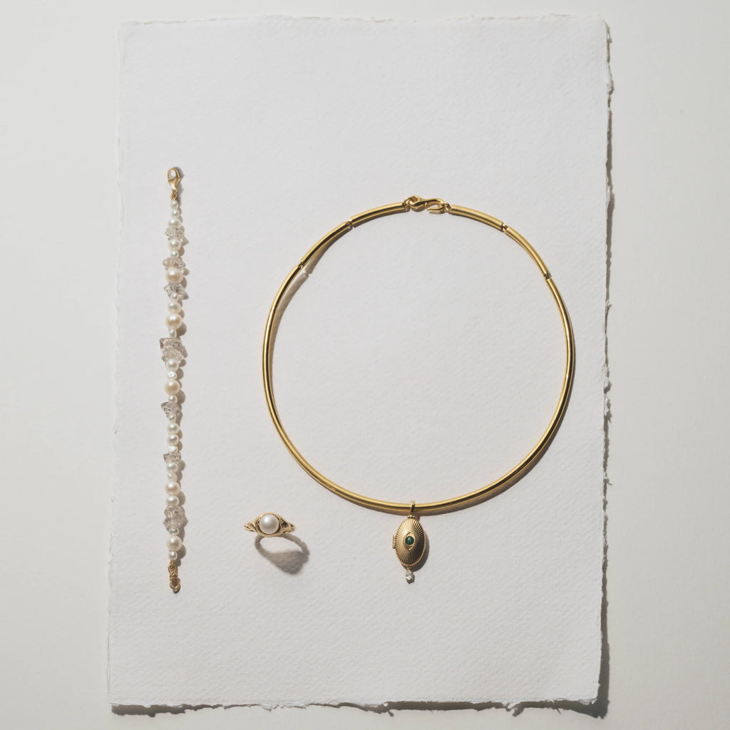 Pearl & Raw Crystal Bracelet