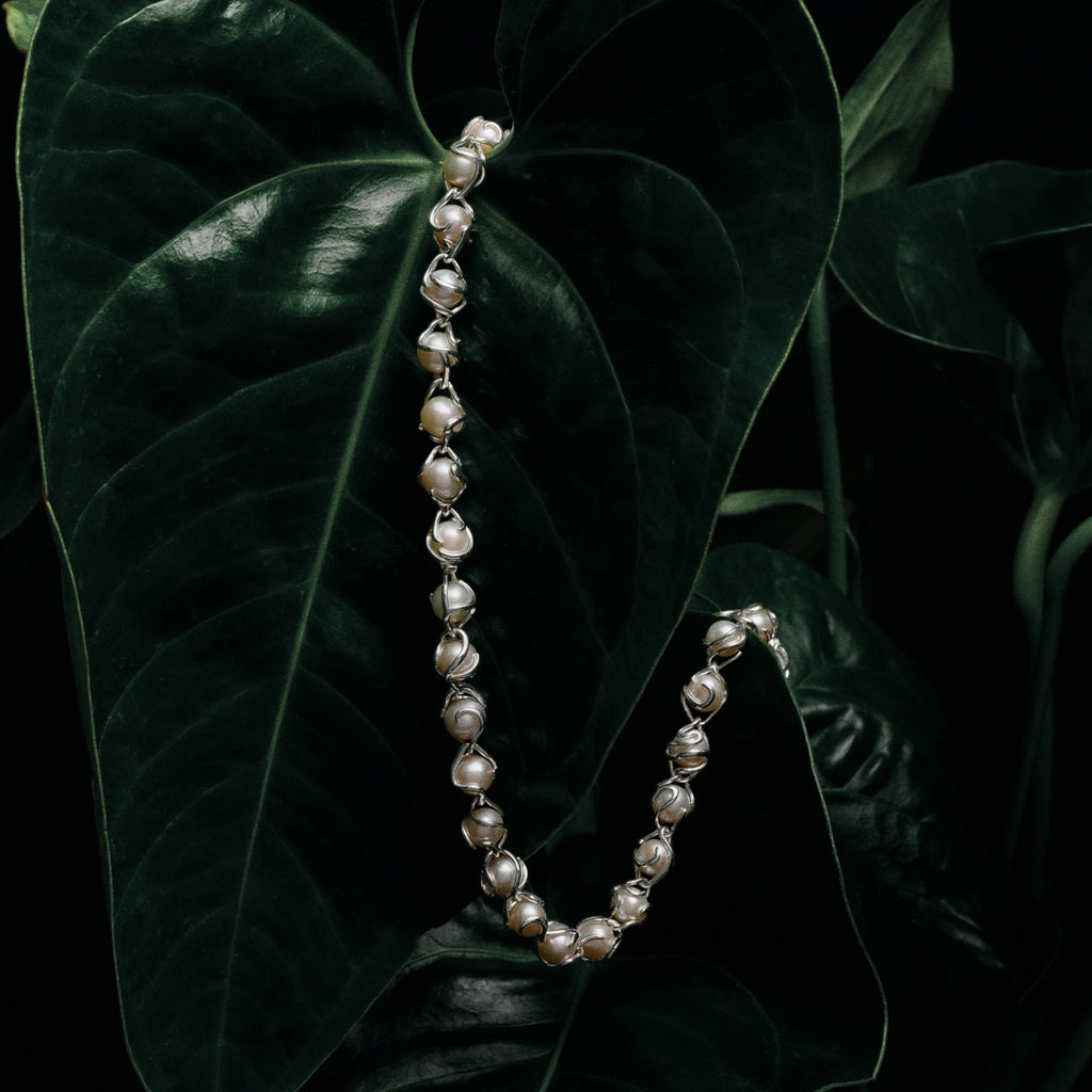 Damselfly Caged Pearl Necklace