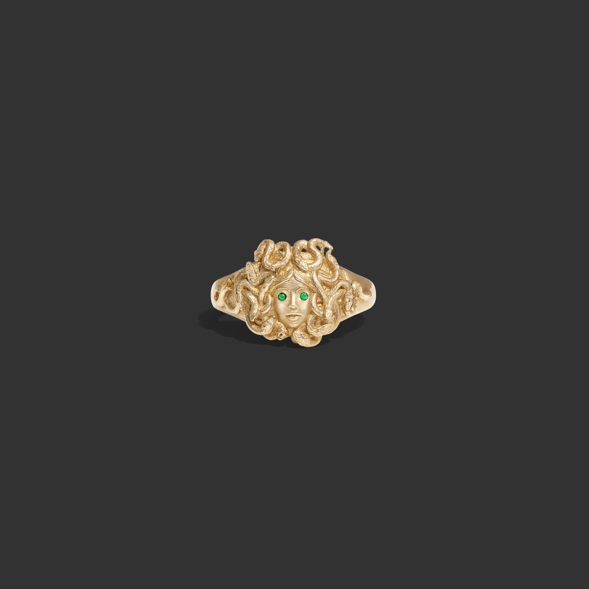 Emerald Medusa Signet Ring