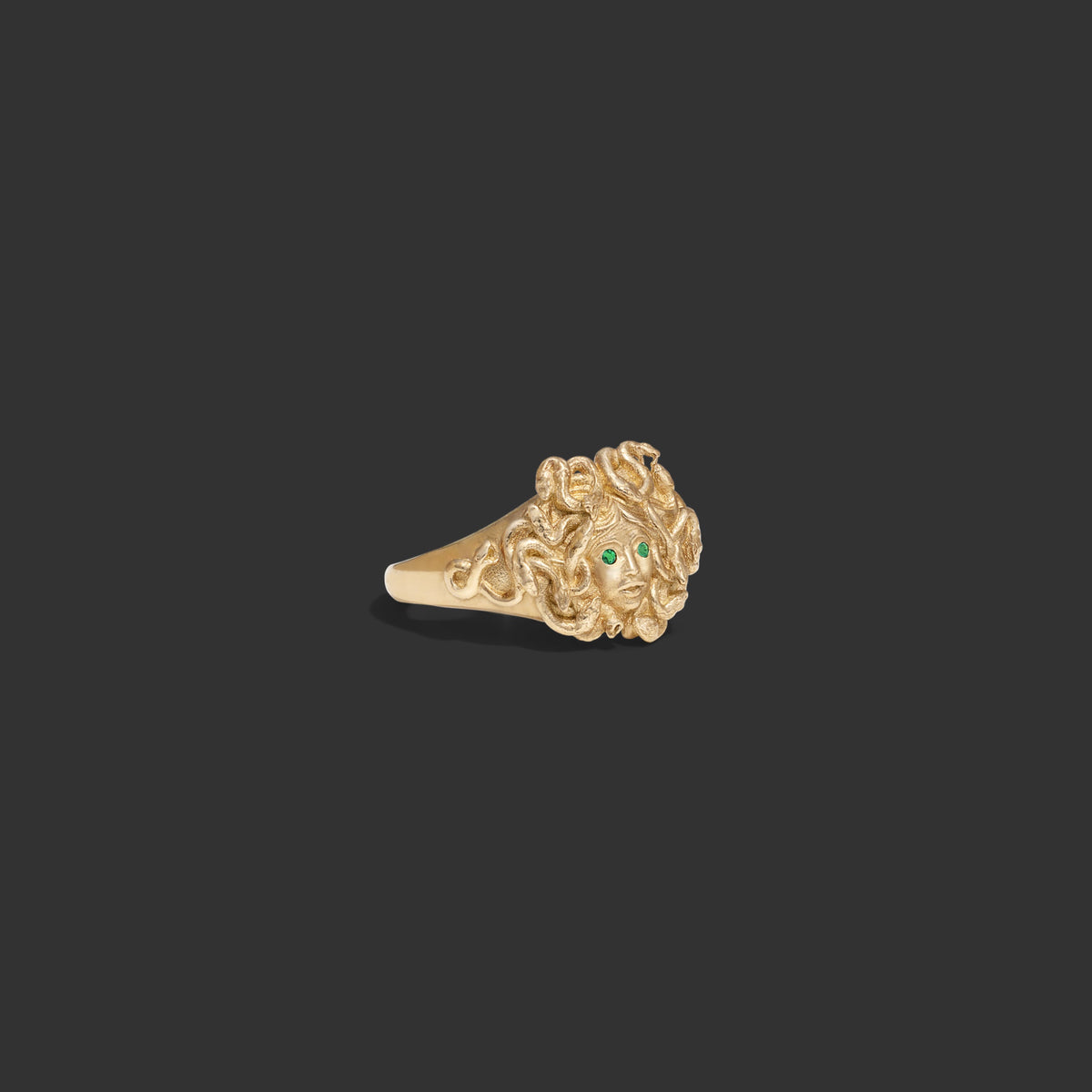Emerald Medusa Signet Ring