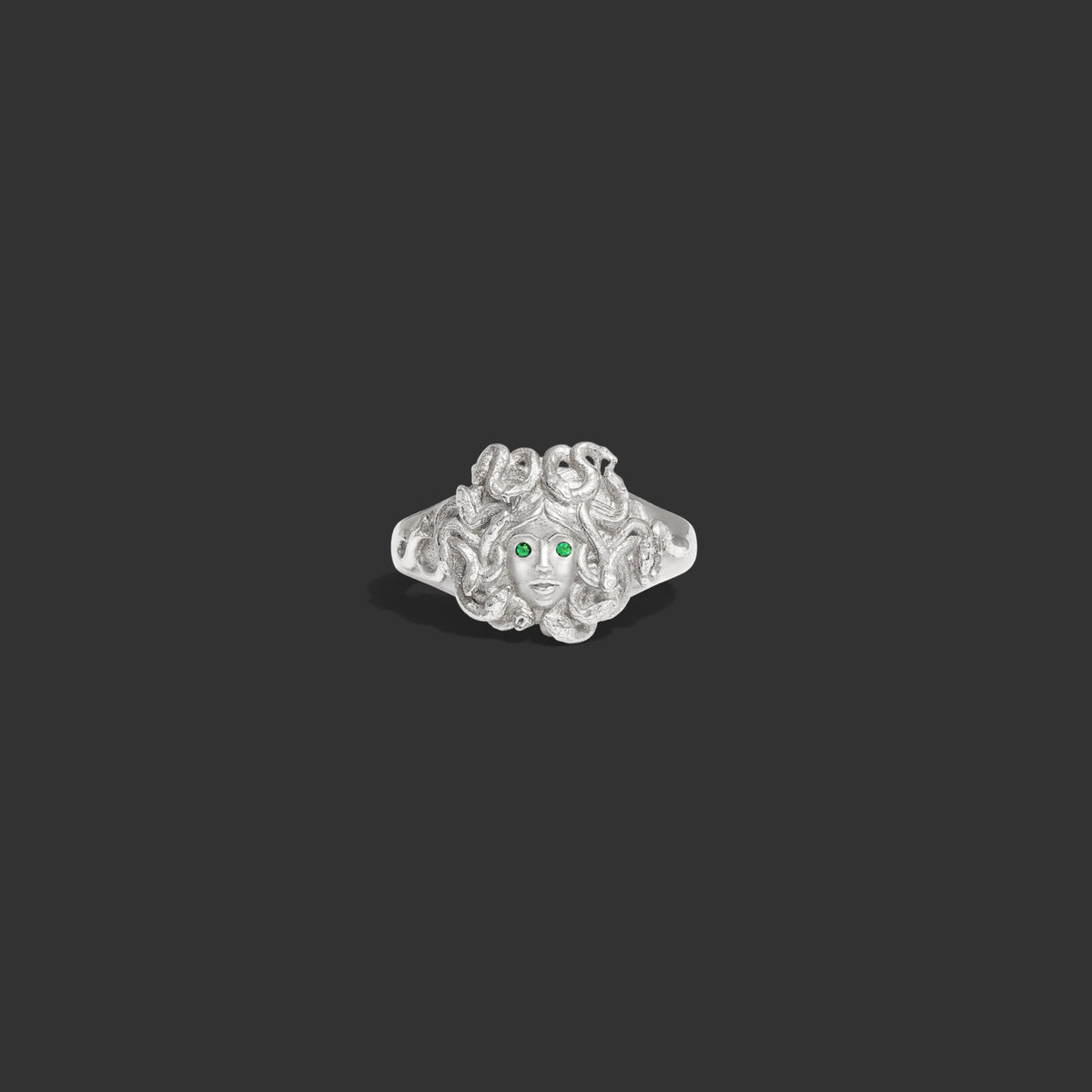 Emerald Medusa Signet Ring