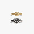 Cat Print Signet Ring Duo
