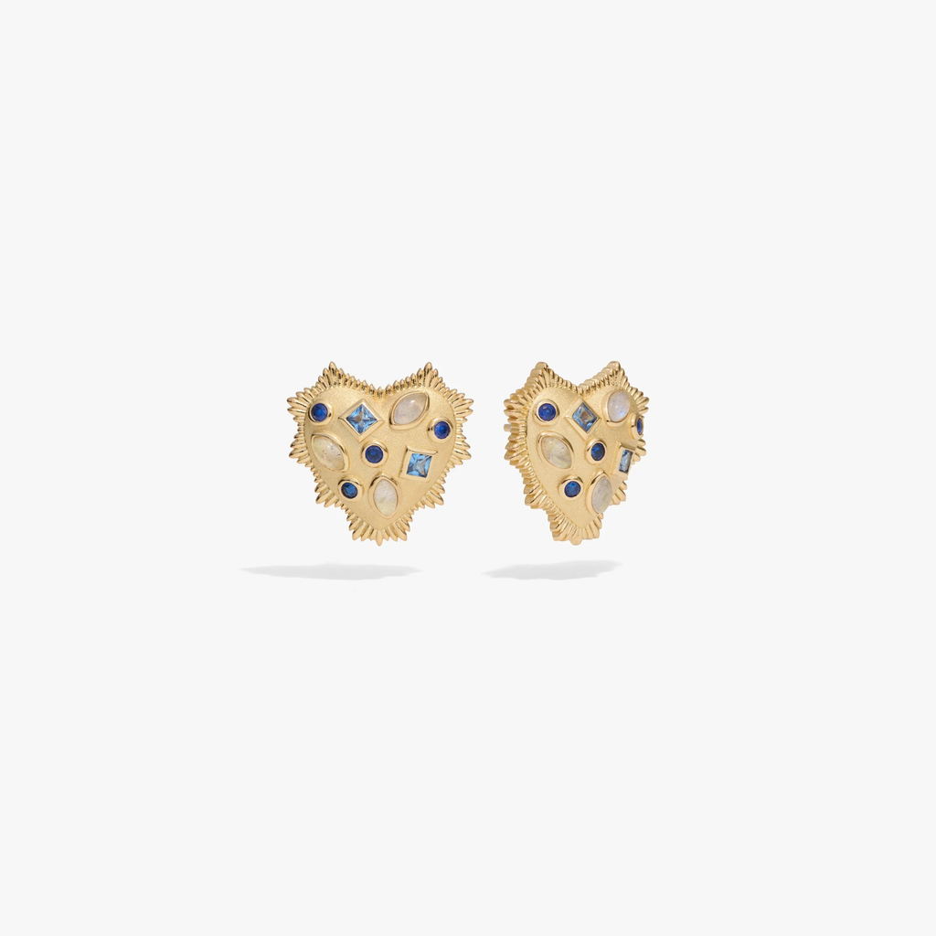 Gemstone Blue Radiant Heart Studs