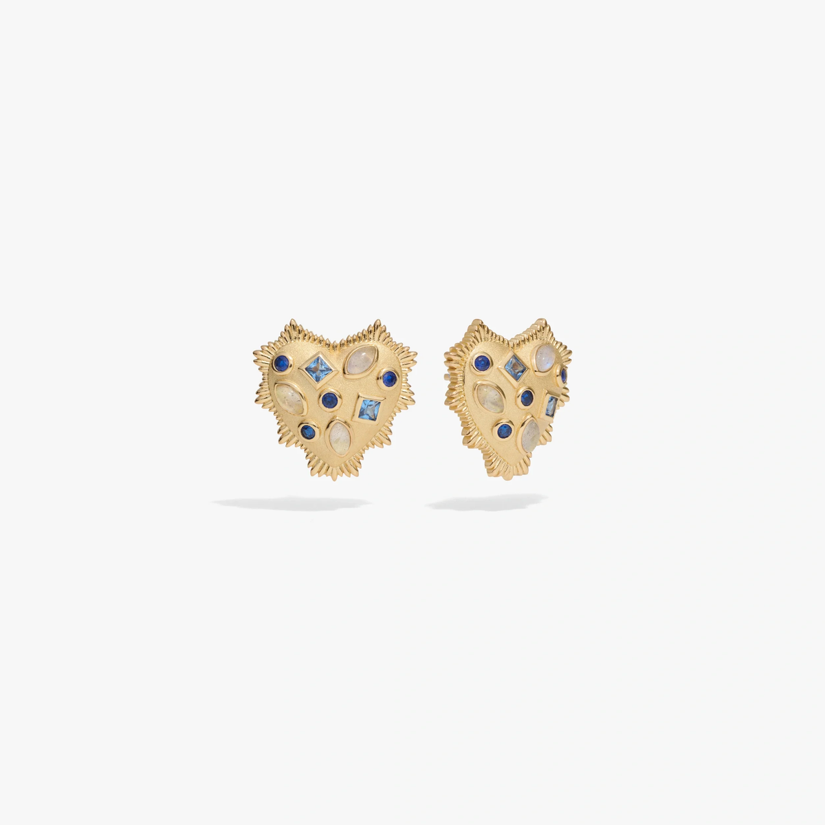 Gemstone Blue Radiant Heart Studs