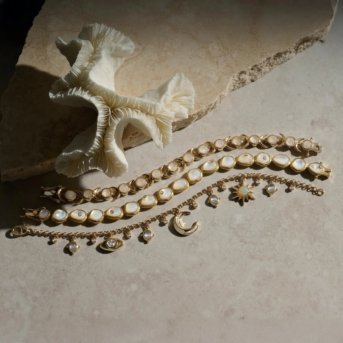 Organic Pearl Gemstone Tennis Bracelet