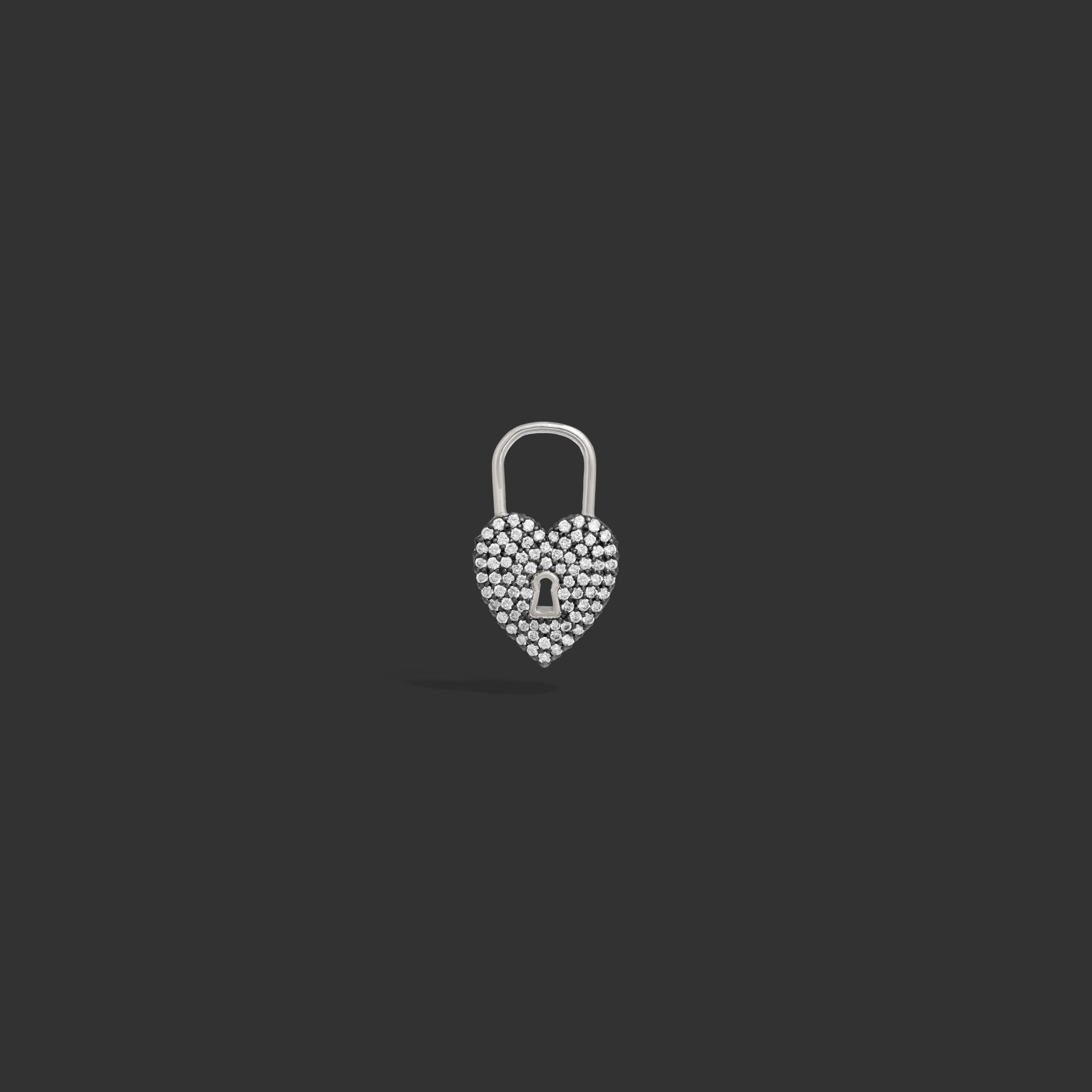 Pavé Diamond Padlock Heart Huggie