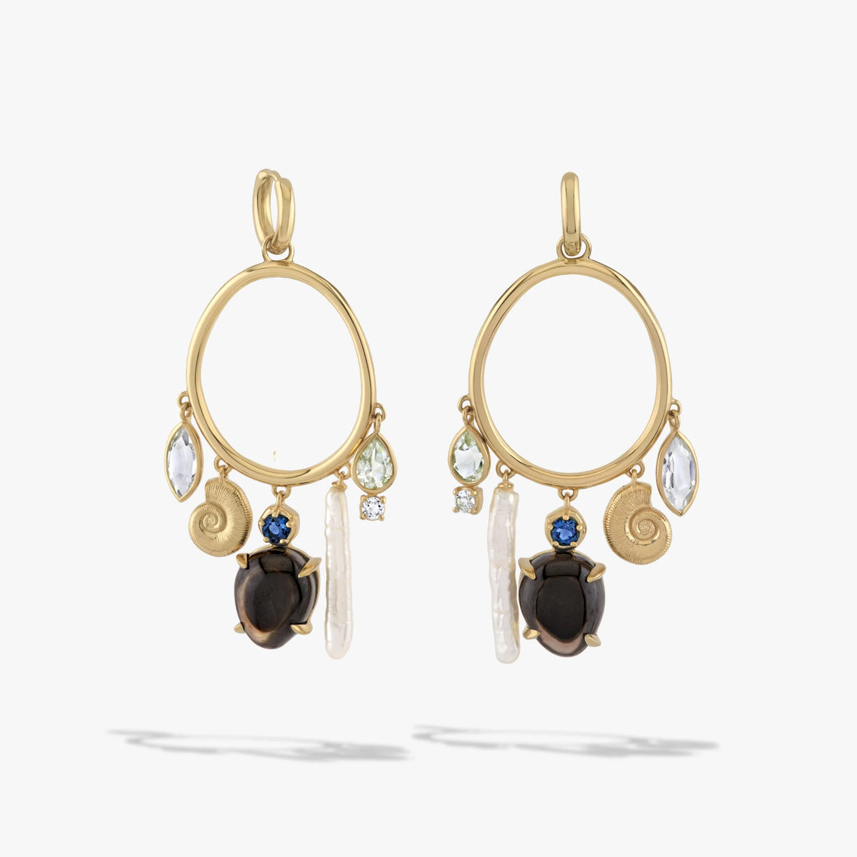 Deep Sea Gemstone Charm Hoops