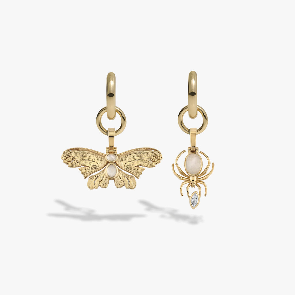 Moonstone Insects Charm Earrings