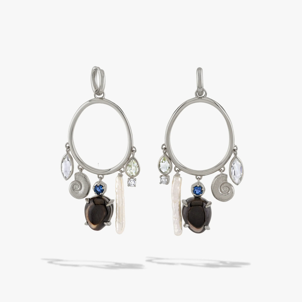 Deep Sea Gemstone Charm Hoops