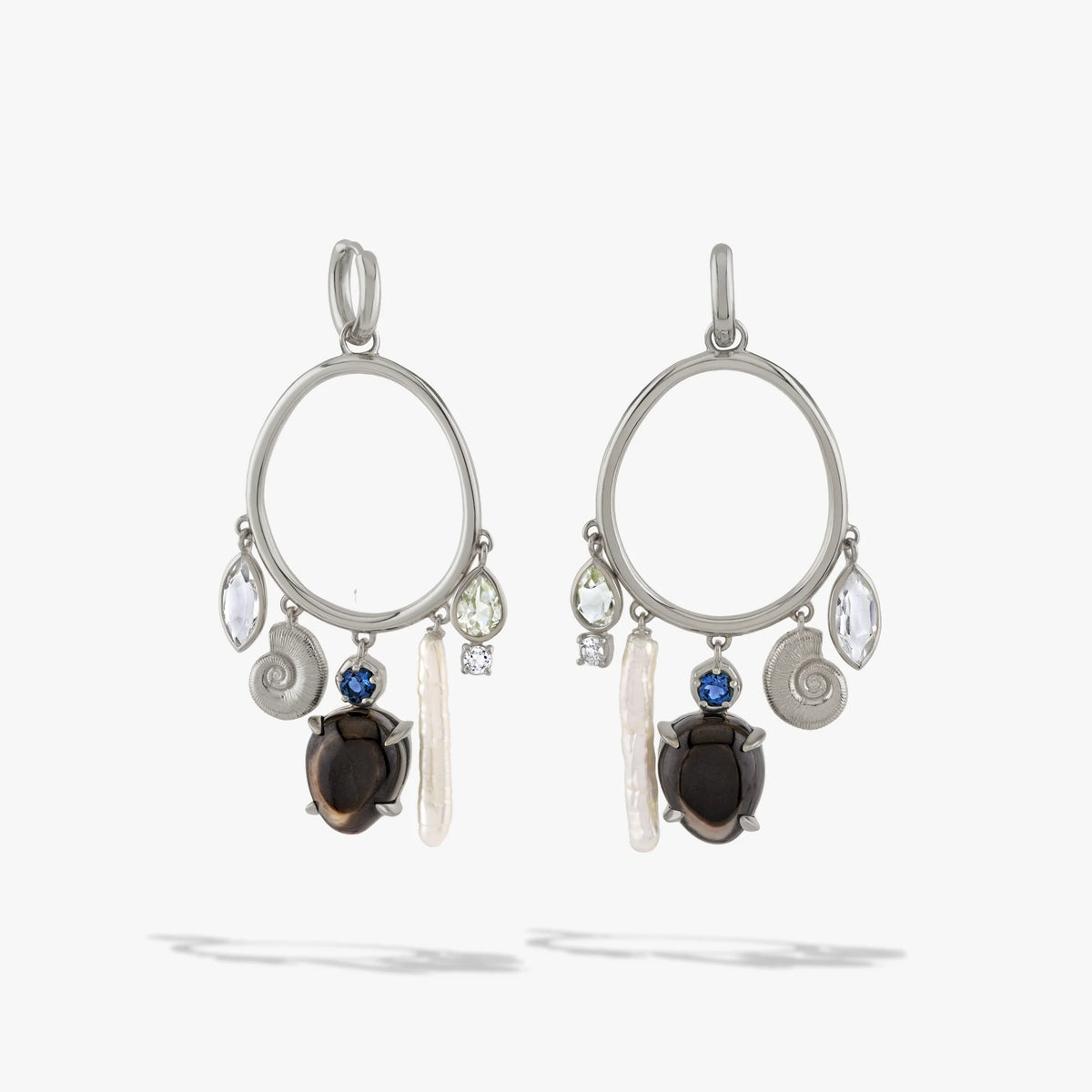 Deep Sea Gemstone Charm Hoops