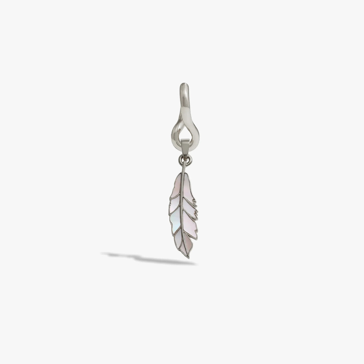 Men's Mother of Pearl Feather Charm Earring