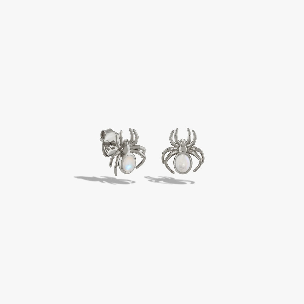 Moonstone Spider Studs