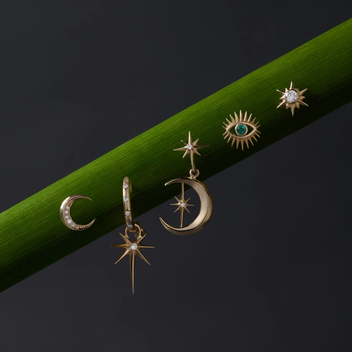 Diamond Moon Earrings
