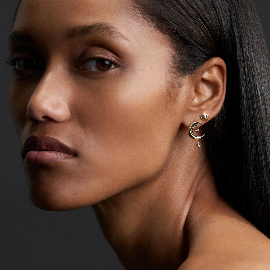Diamond Moon Earrings