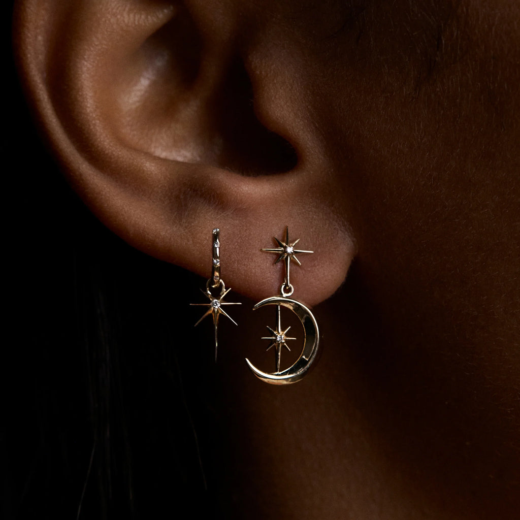 Diamond Moon Earrings