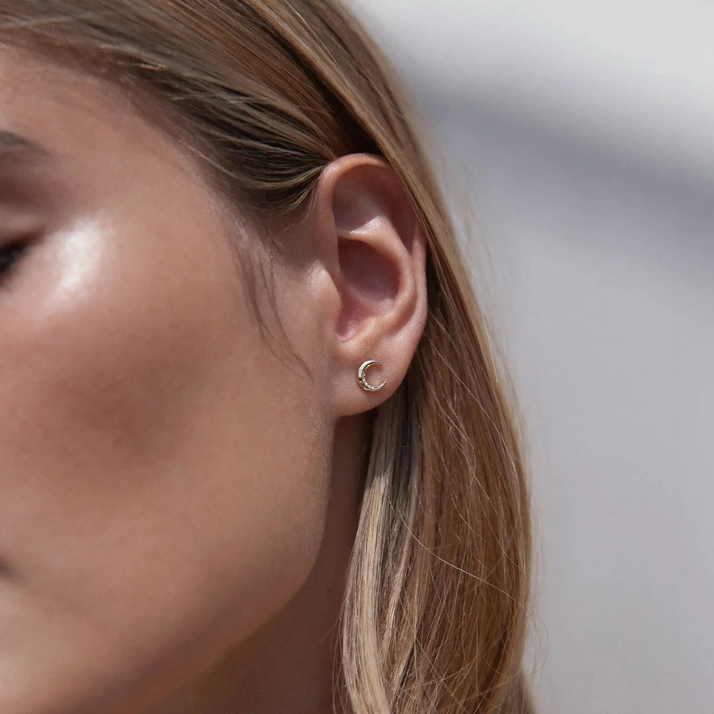 Diamond Moon Studs