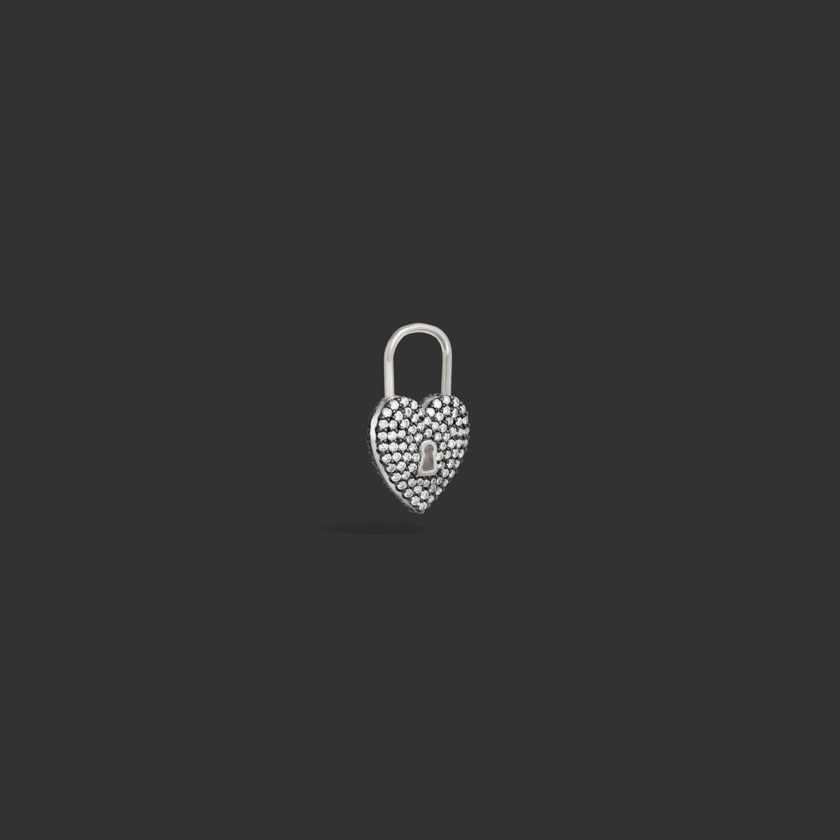 Pavé Diamond Padlock Heart Huggie
