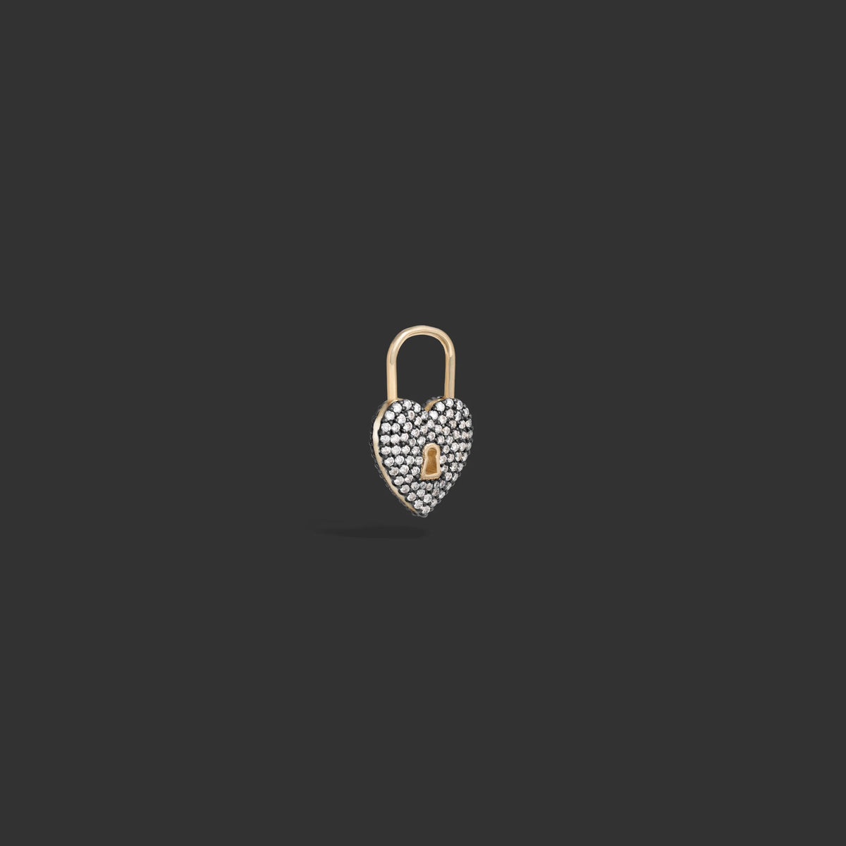 Pavé Diamond Padlock Heart Huggie