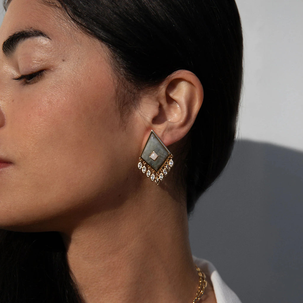Labradorite Boho Kite Earrings