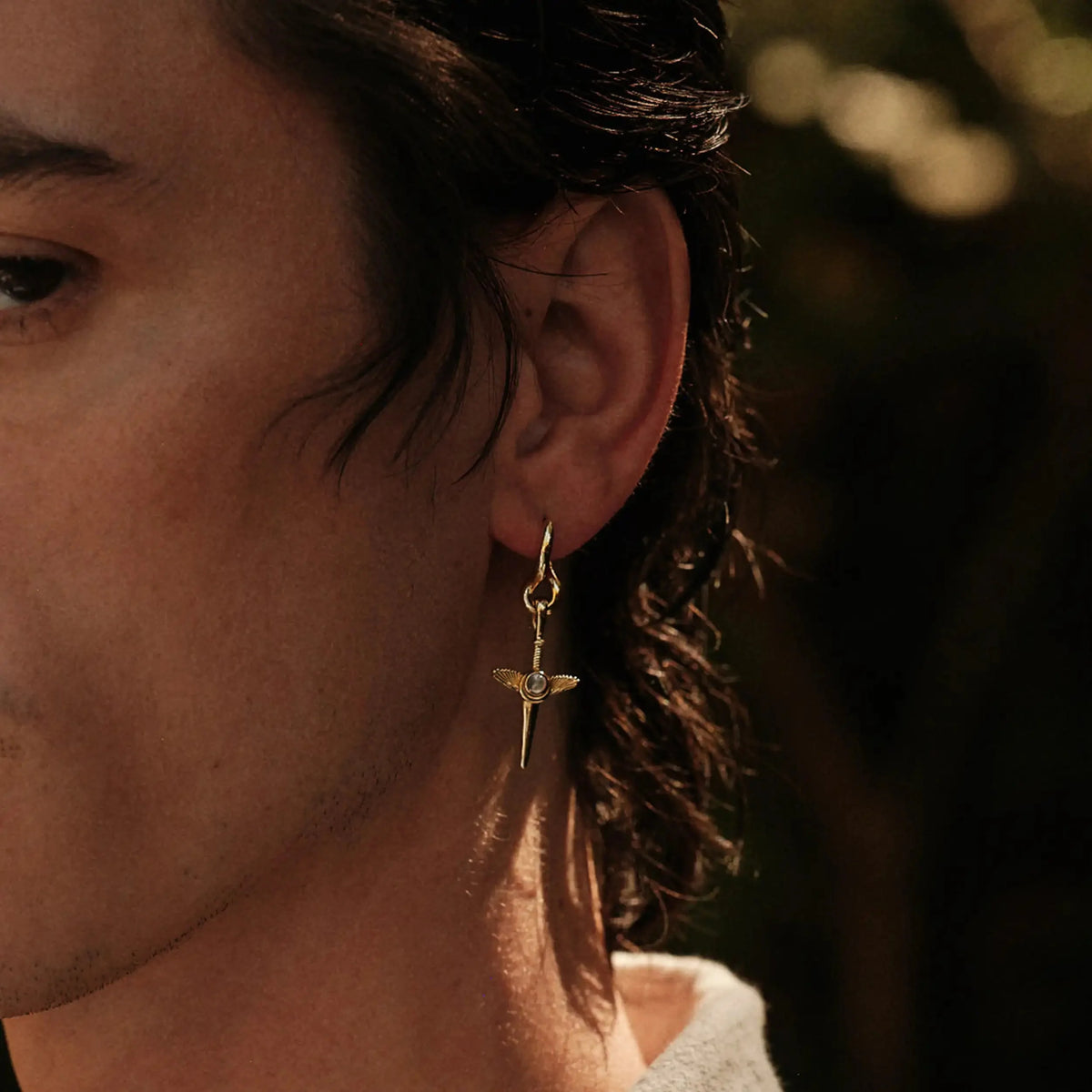 Men's Flying Dagger Charm Earring