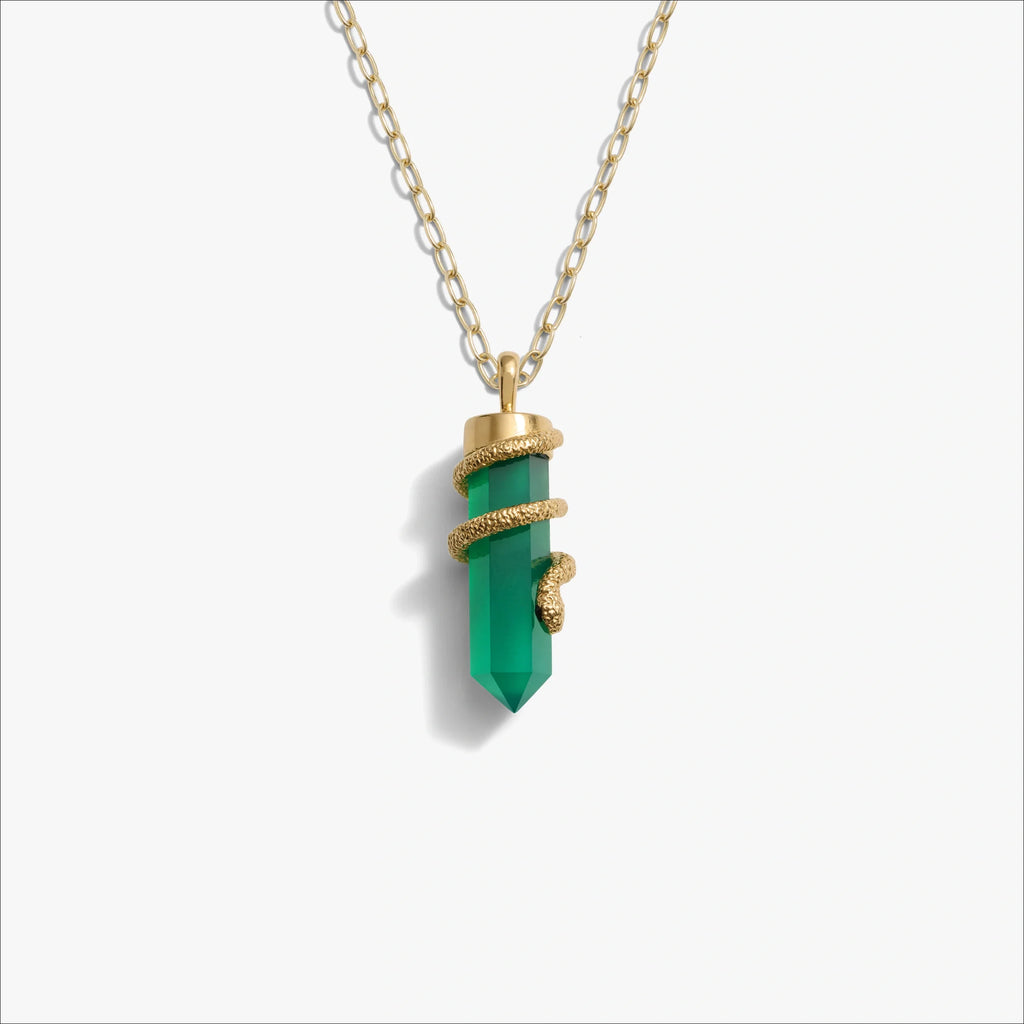 Green Onyx Crystal Snake Necklace