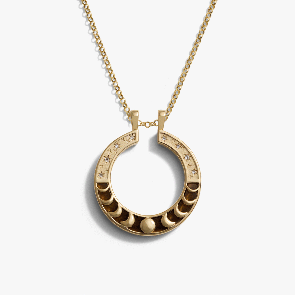 Tiger's Eye Moon Phase Halo Necklace