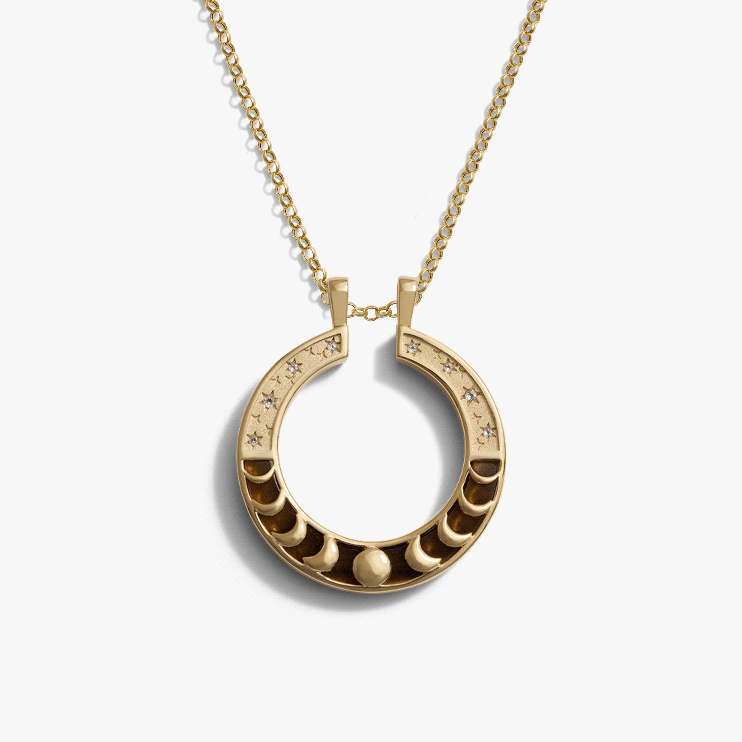 Tiger's Eye Moon Phase Halo Necklace