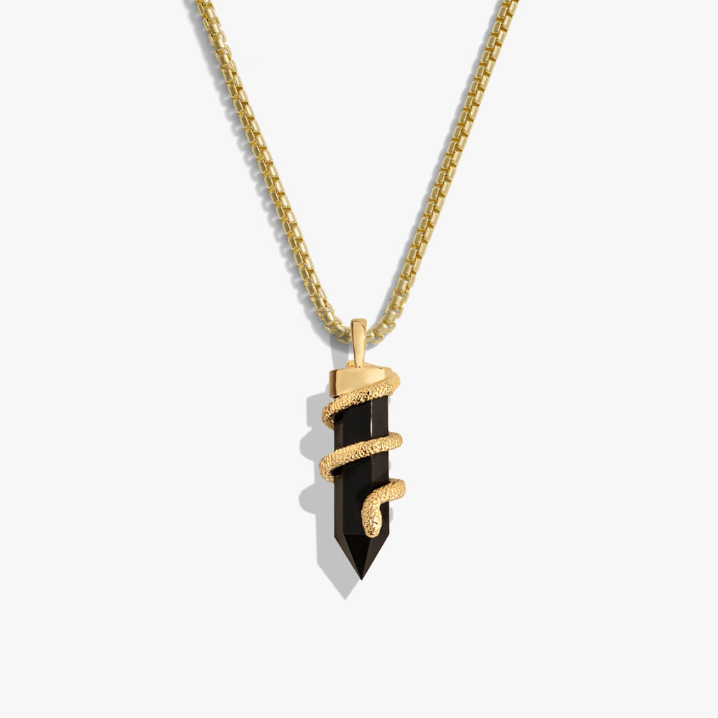 Men's Black Onyx Crystal Snake Necklace