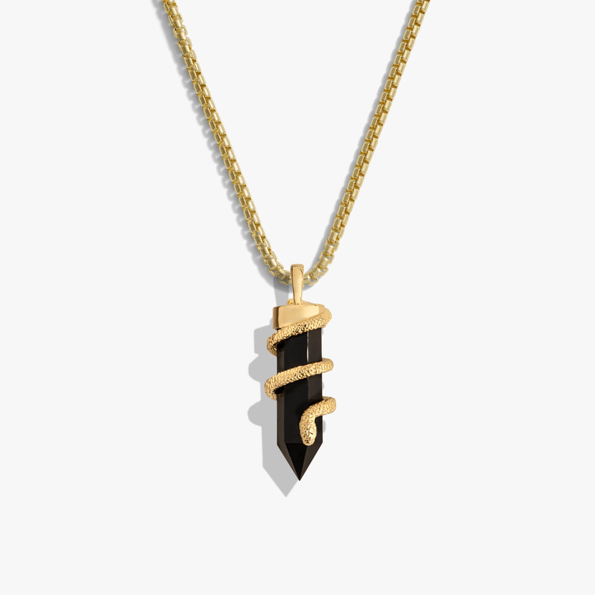 Men's Black Onyx Crystal Snake Necklace