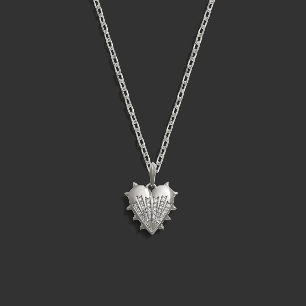 Diamond Spiked Heart Necklace