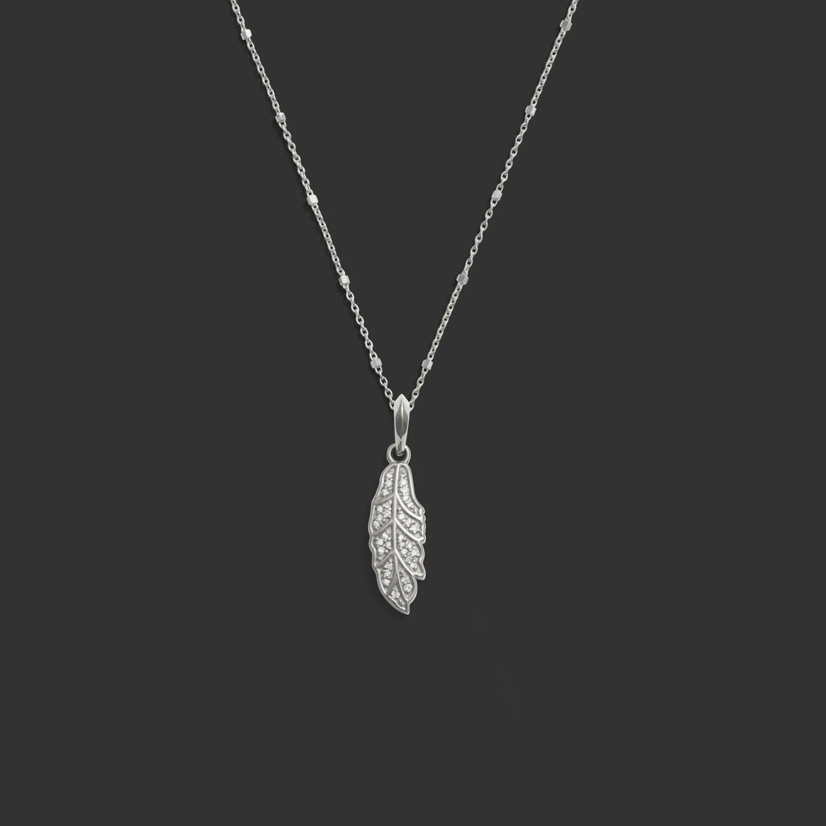 Diamond Feather Necklace