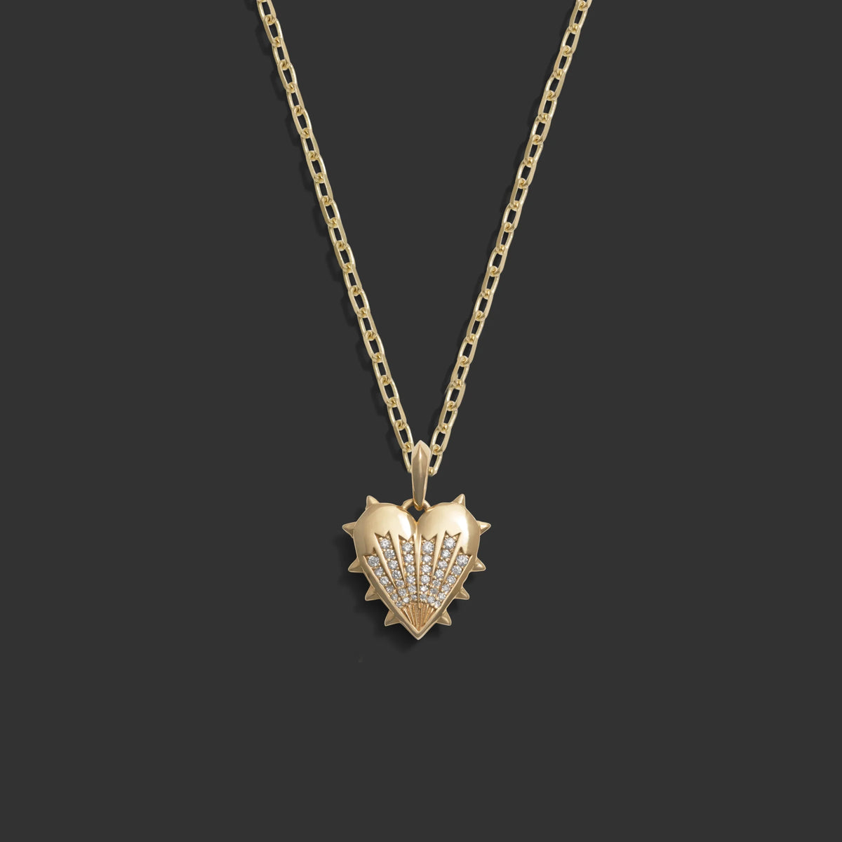 Diamond Spiked Heart Necklace
