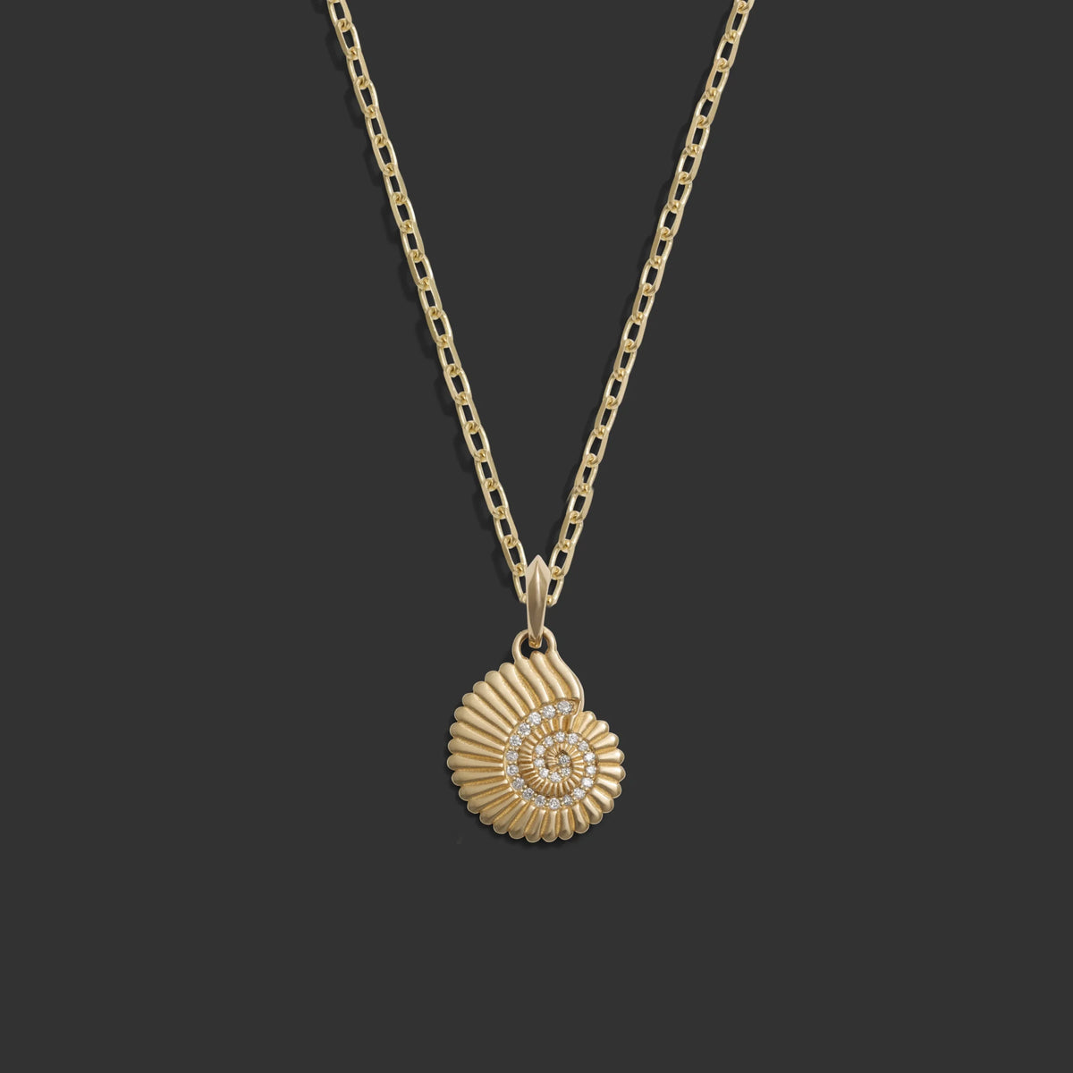 Diamond Spiral Shell Necklace
