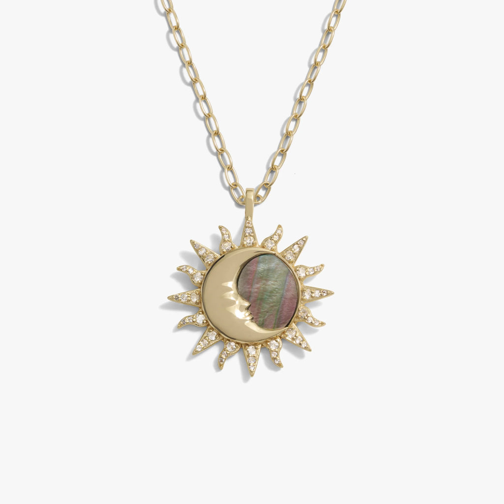 Sun & Moon Black Mother of Pearl Necklace