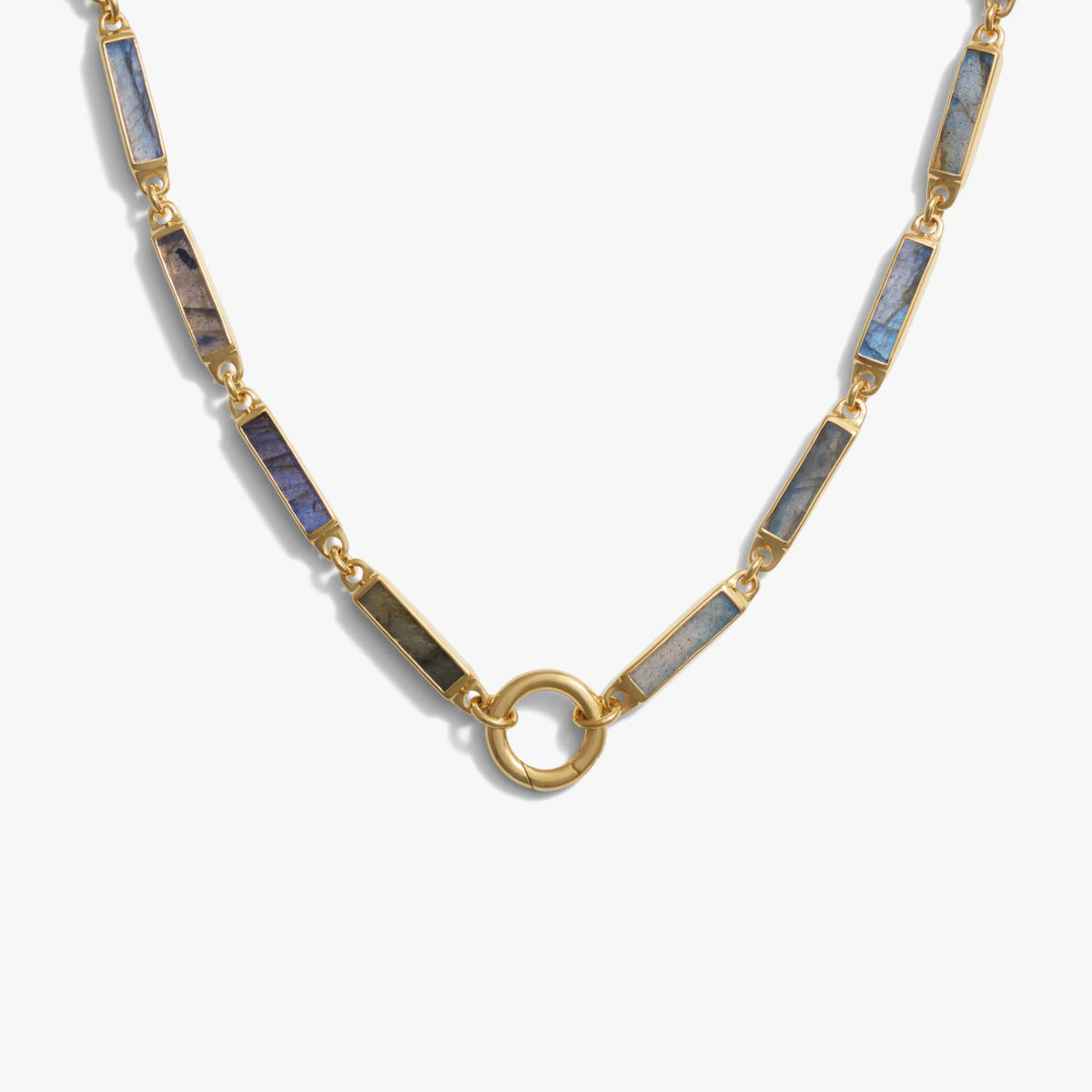 Gemstone Bar Charm Necklace