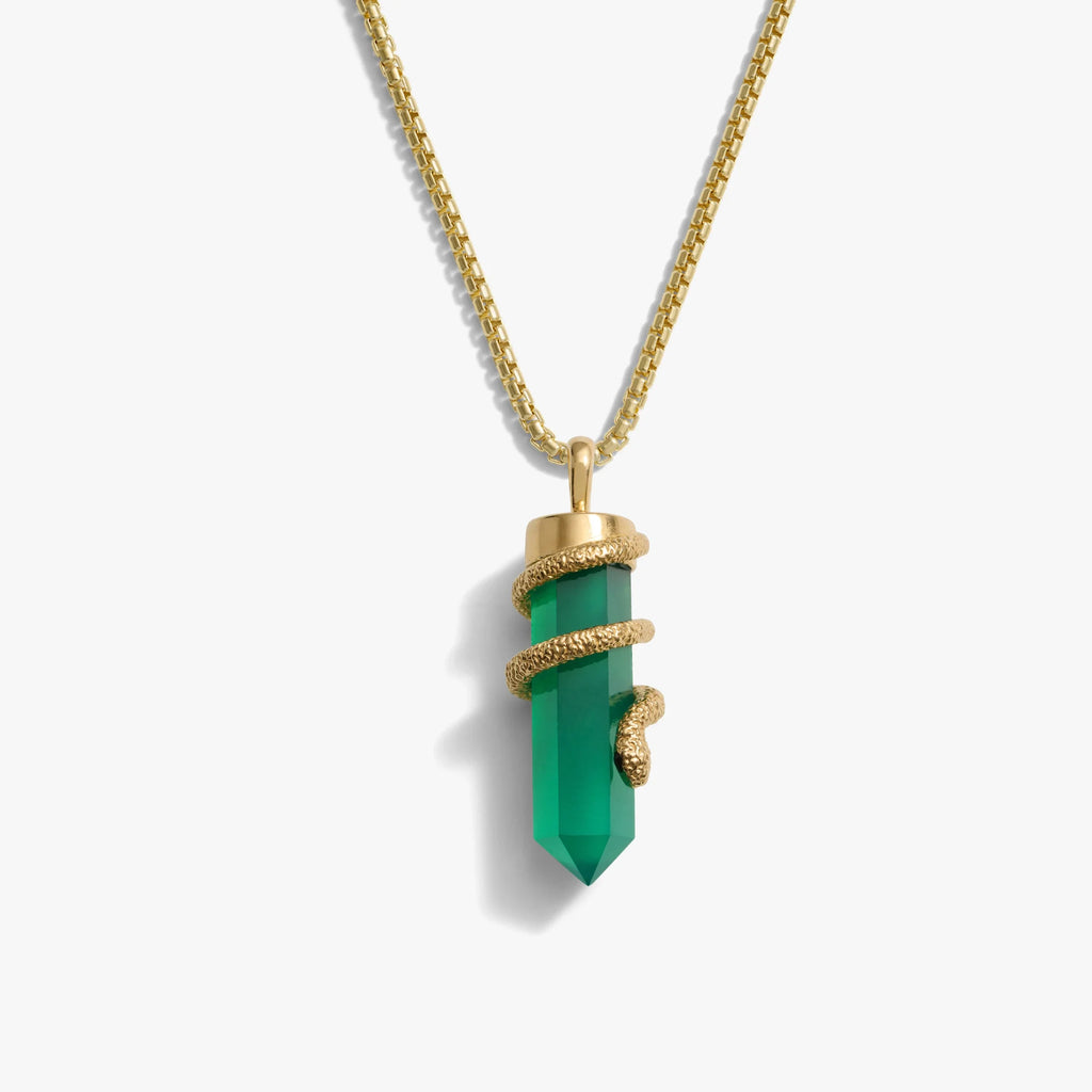 Men's Green Onyx Crystal Snake Necklace