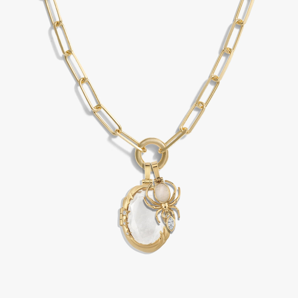 Spider Locket Charm Necklace