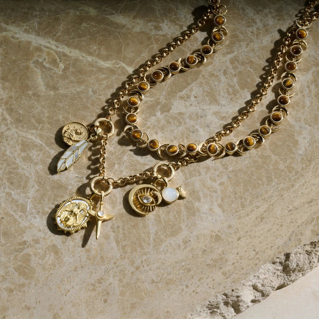 Triple Moon Tennis Necklace
