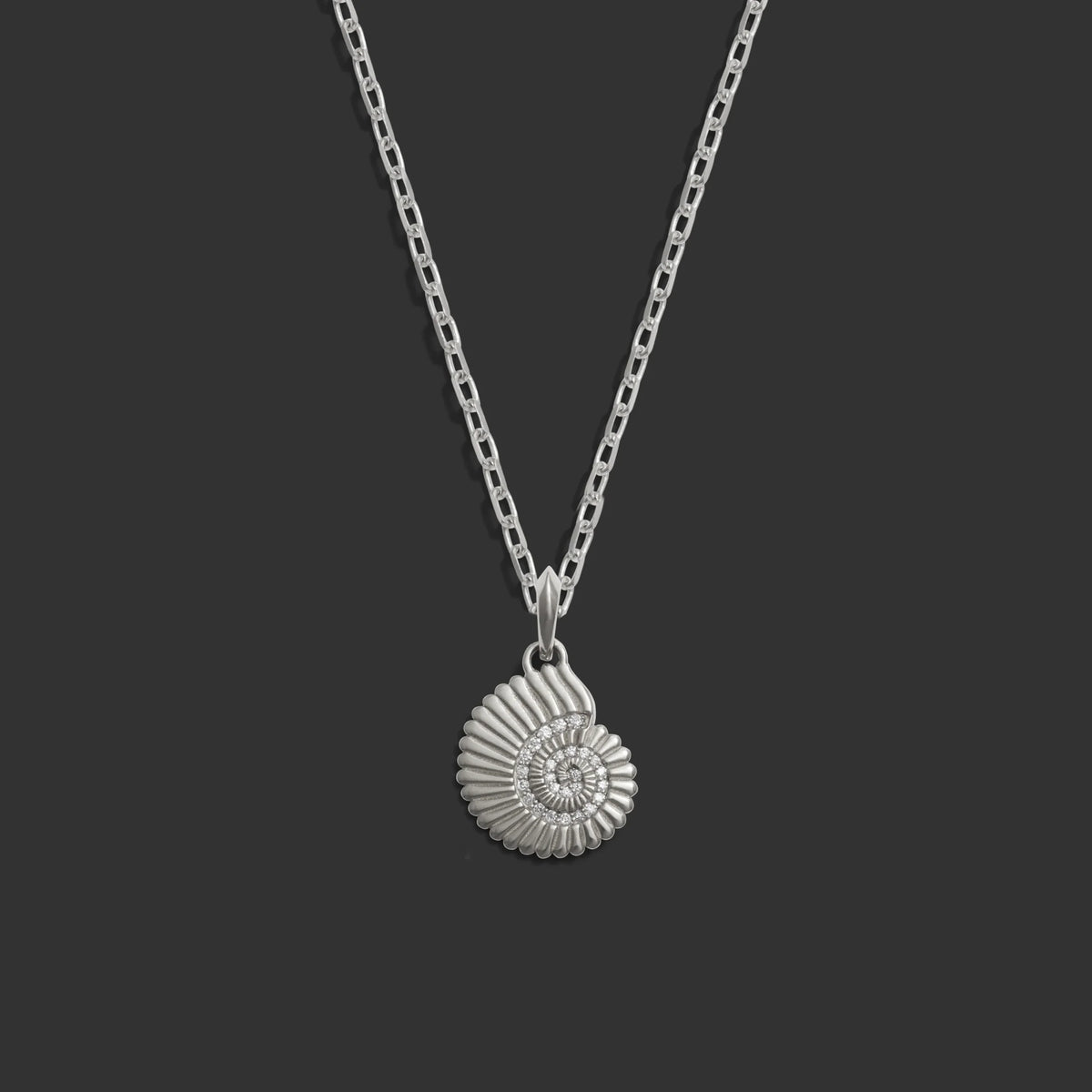 Diamond Spiral Shell Necklace