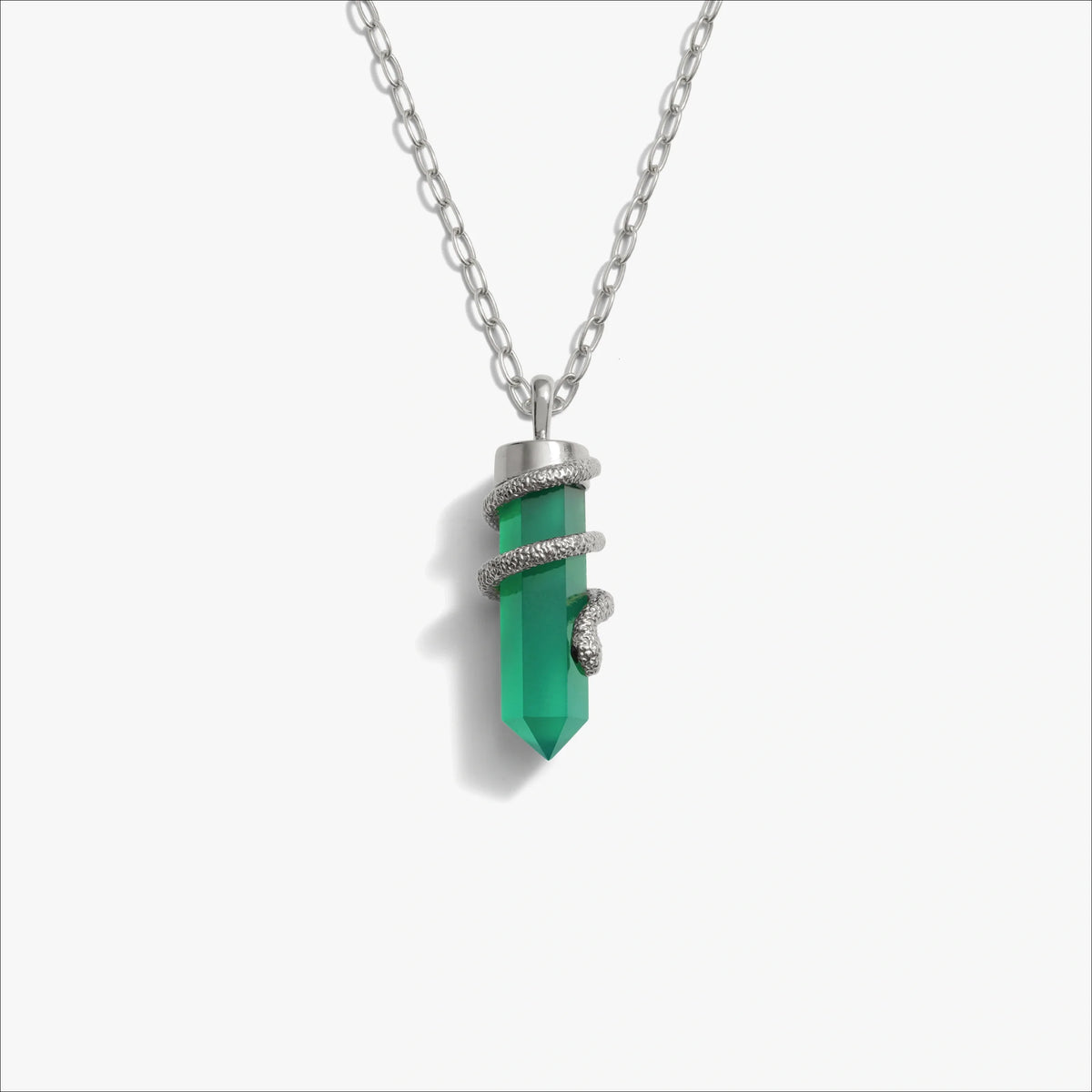 Green Onyx Crystal Snake Necklace