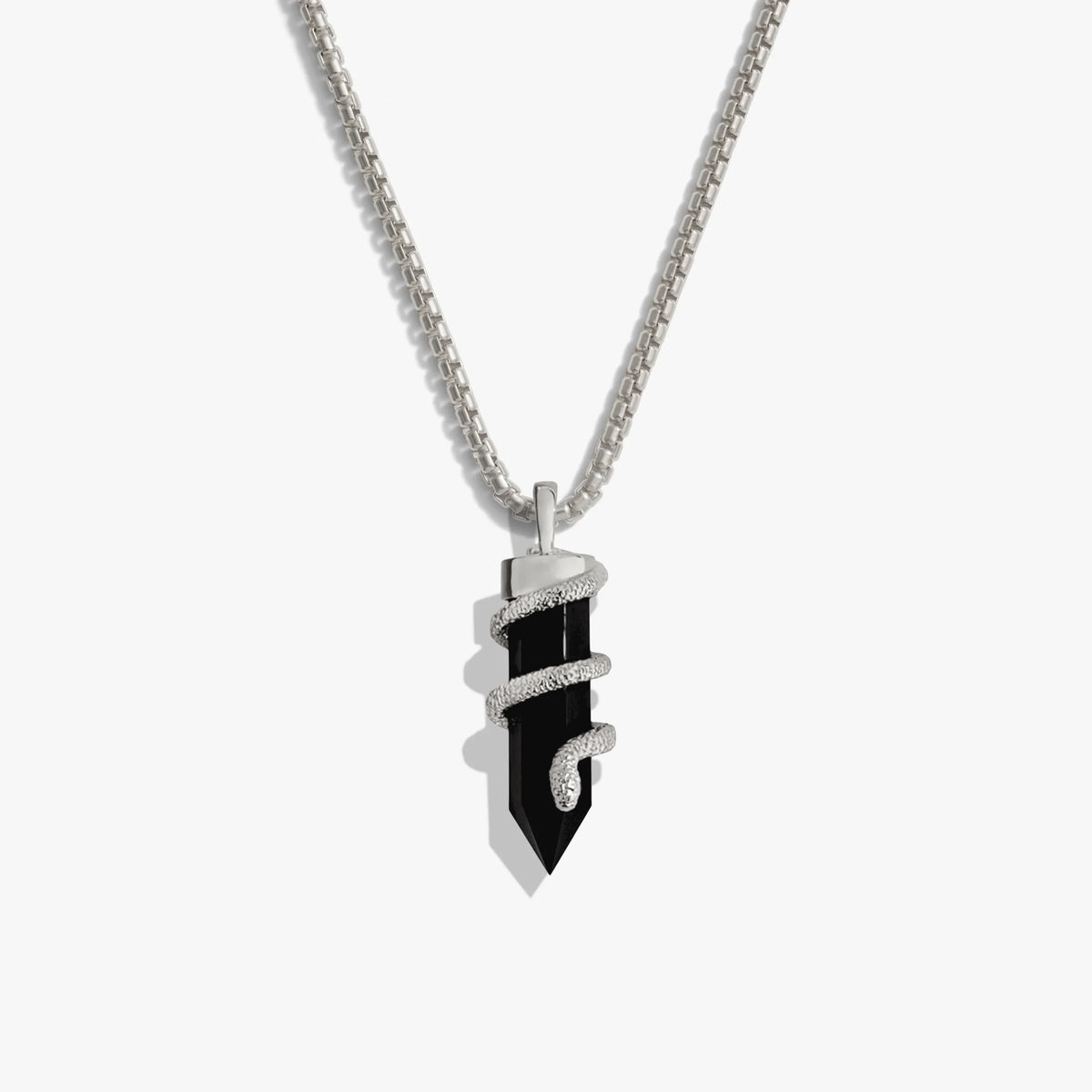 Men's Black Onyx Crystal Snake Necklace