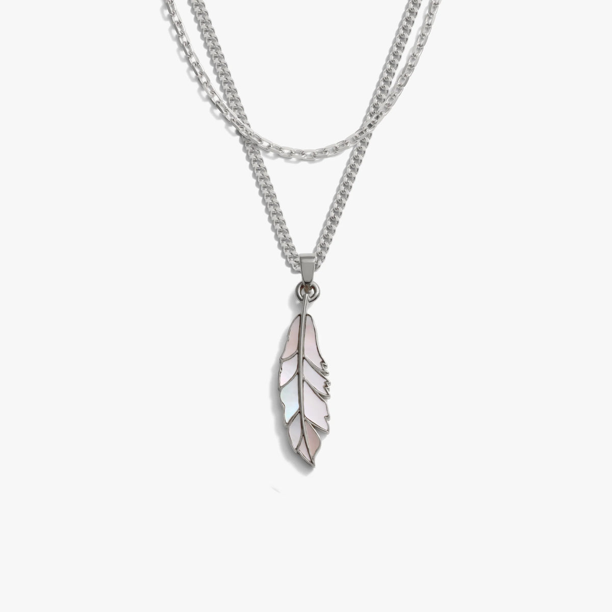 Men's Mother of Pearl Feather Necklace Set