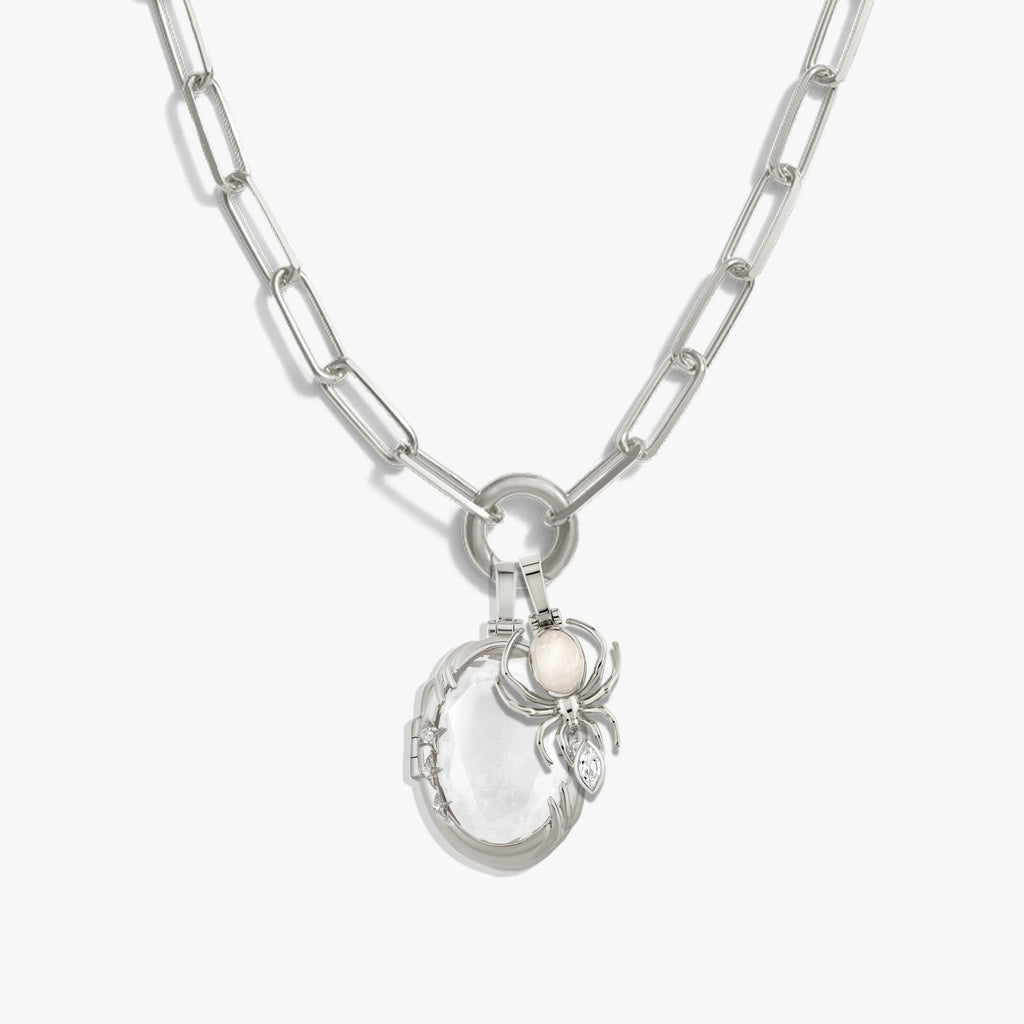 Spider Locket Charm Necklace