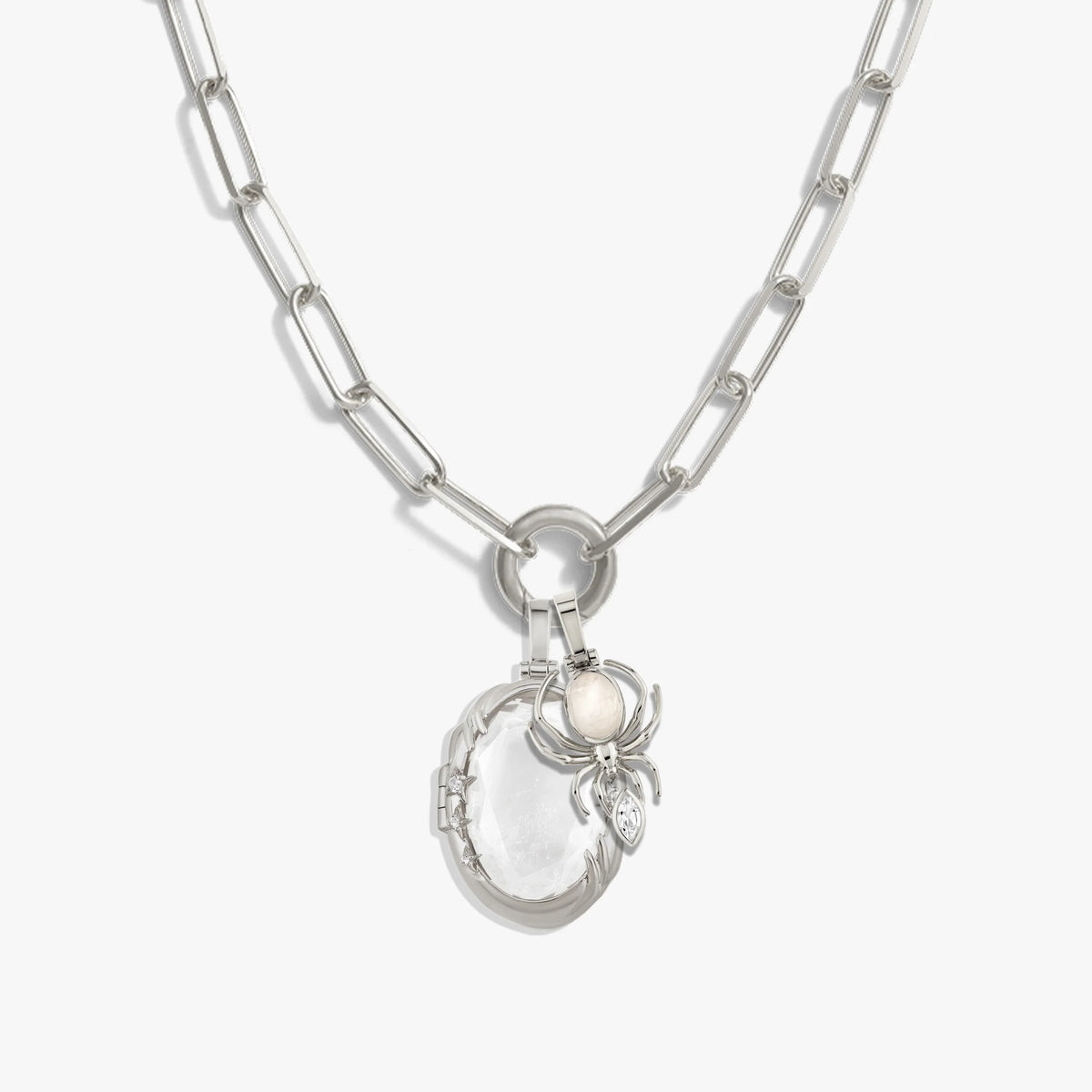 Spider Locket Charm Necklace