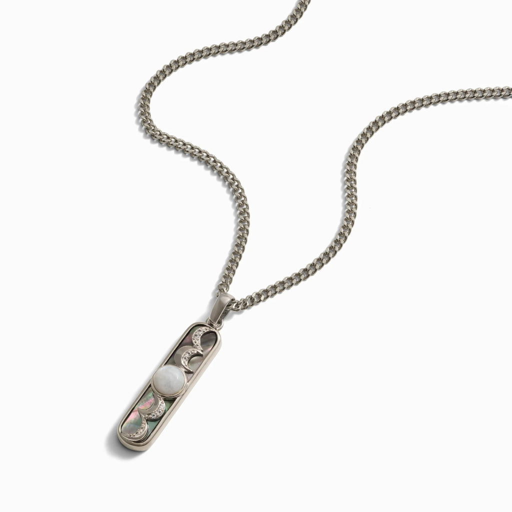 Black Mother of Pearl Moon Phase Necklace