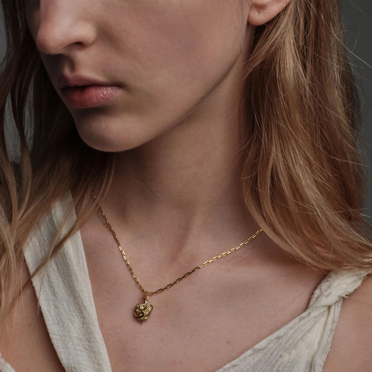 Diamond Serpent Heart Necklace